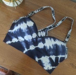 PINK navy tie-dye sports bra, great support!